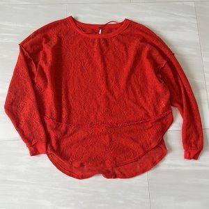 Free People Red knit sweater top